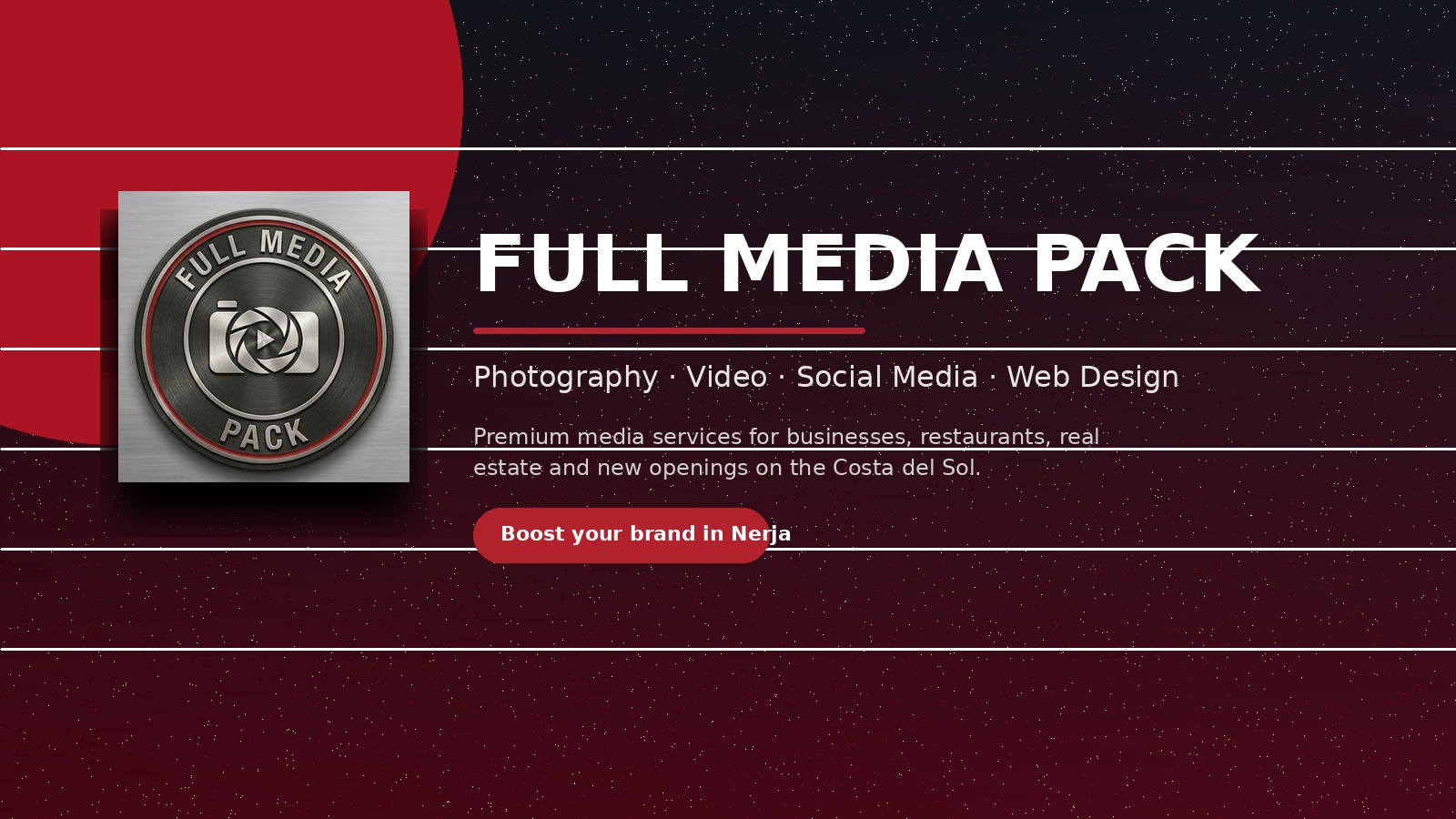 Imagen principal de Full Media Pack con logo y servicios premium